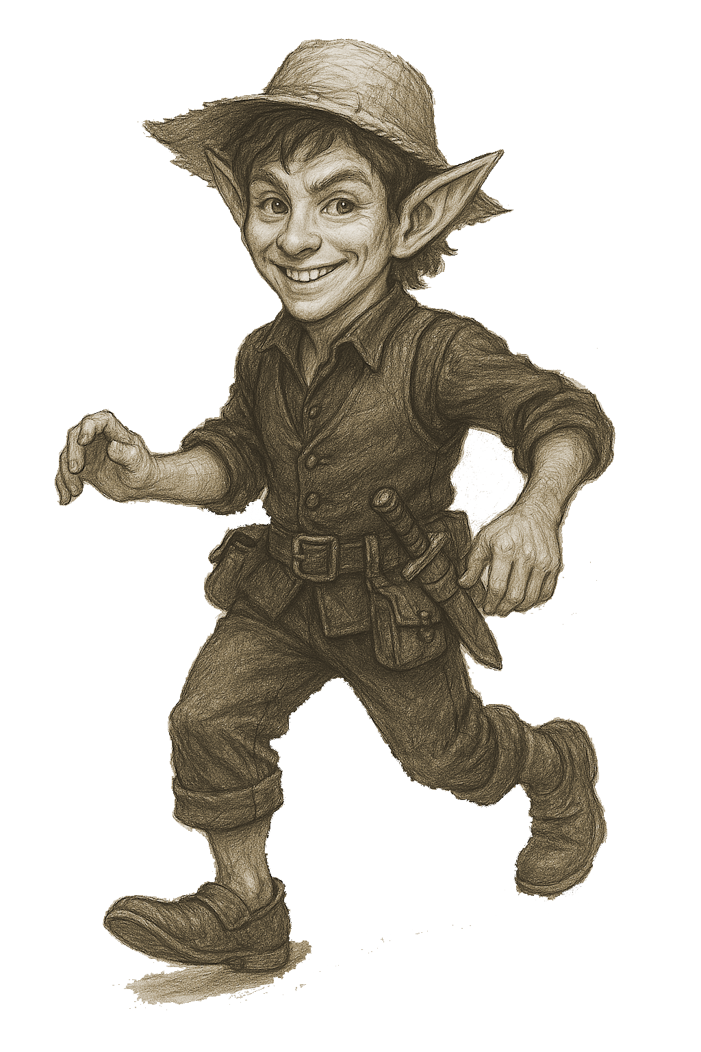 Illustrated halfling rogue character from SparkForge