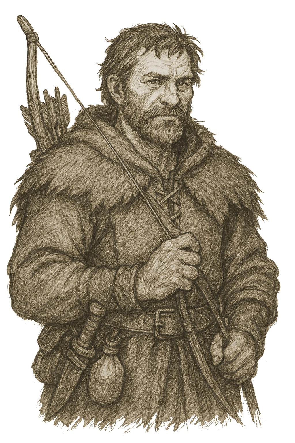 Illustrated hunter character from SparkForge