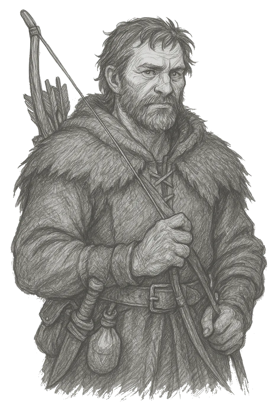 Illustrated hunter character from SparkForge